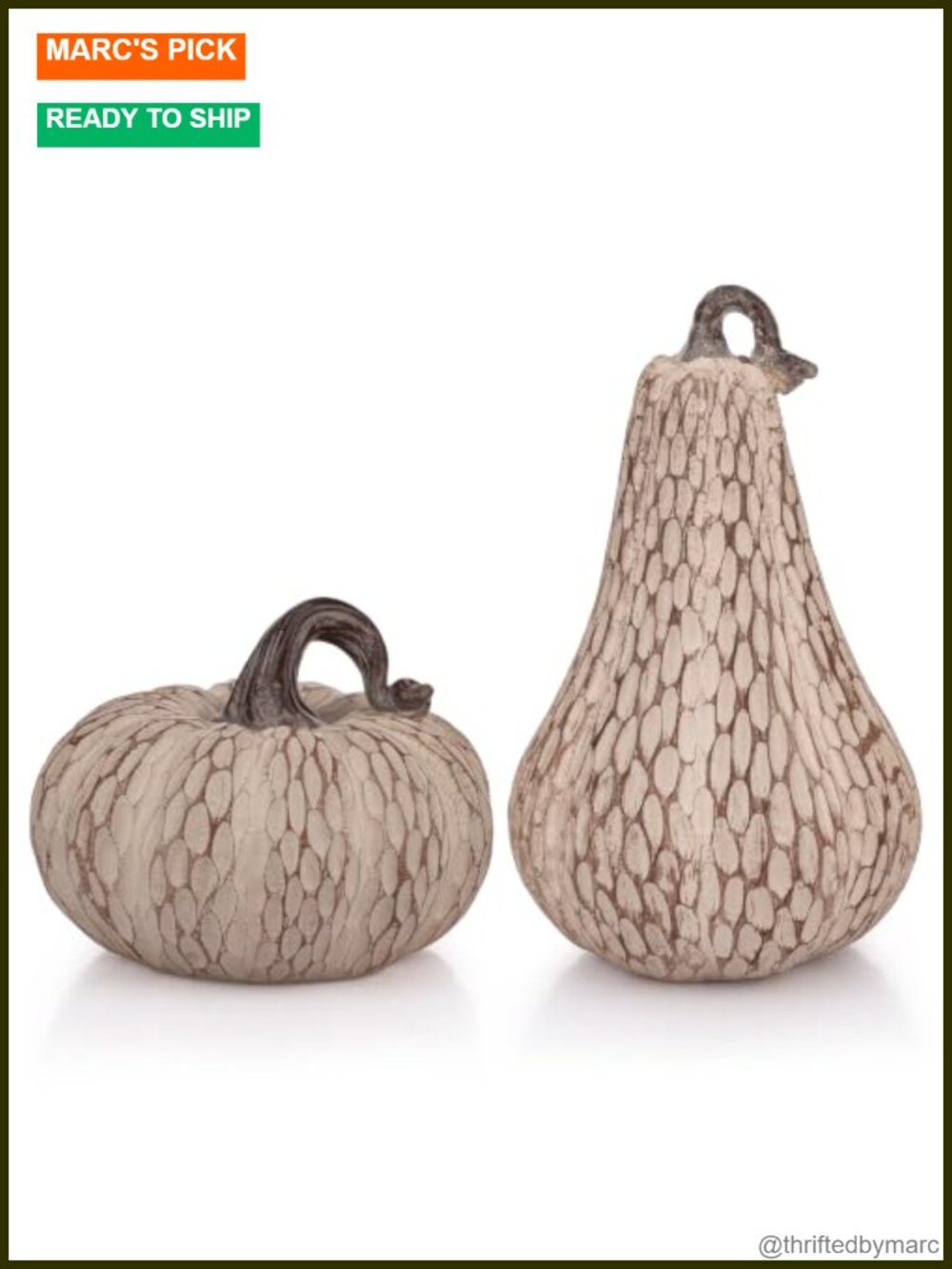 Set of 2 Resin Pumpkin Figurines Fall Thanksgiving Home Decor